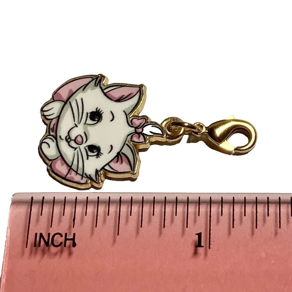Vtg Disney Marie Aristocats Cat Clip On Charm Zipper Pull Purse Bag Pink Bow - Picture 6 of 11